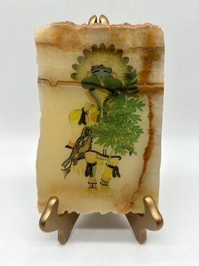 Vintage Hopi Kachina Wall Art Stone Plaque by Artist Lowell Talashoma Sr